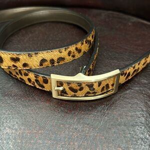Leopard Print Genuine Leather Belt Sz L